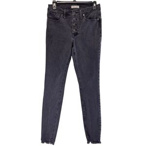 Madewell 9" Mid-rise Skinny Black Gray Button Fly Denim Jeans Size 28